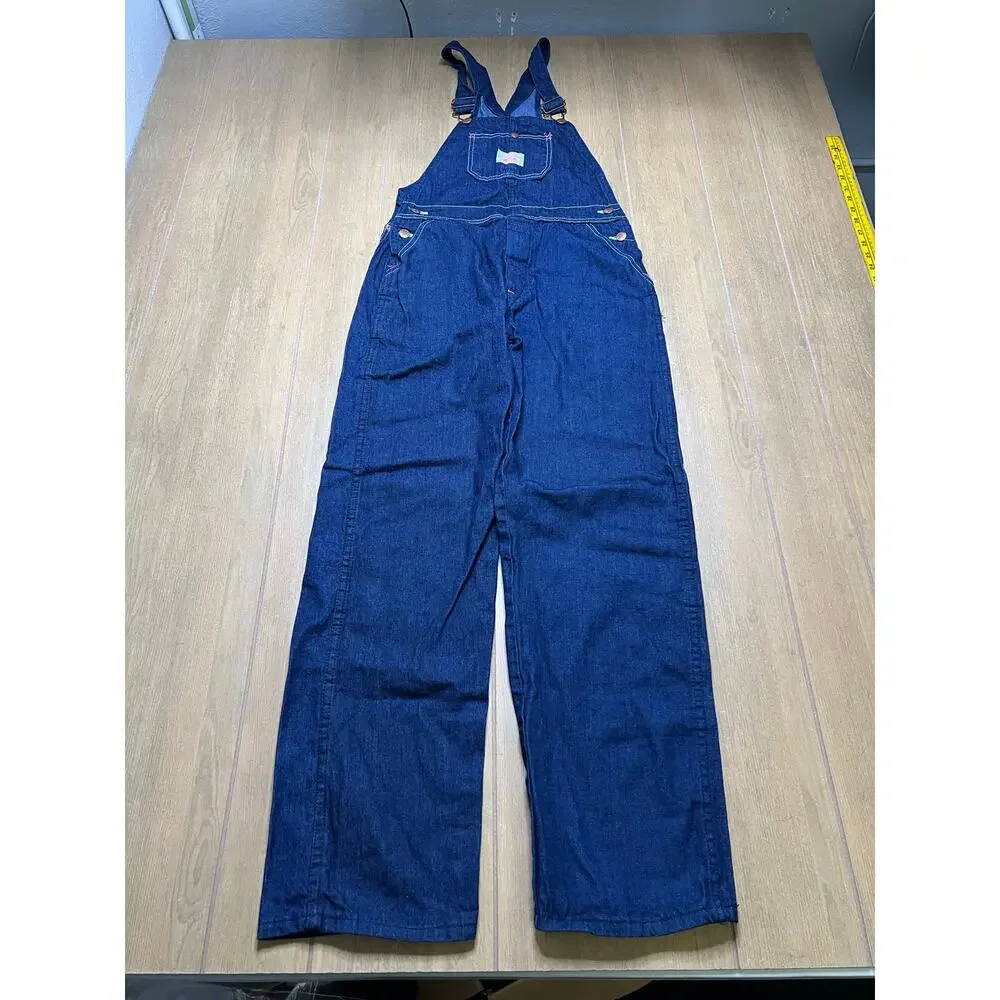 Vintage Round House Denim Overalls USA Cotton‎ Bib Carpenter Workwear Sz S/M